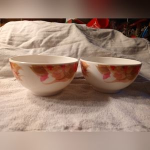 2 Melamine Ware White Multicolor Floral Bowl Kitchen Dining Decor Home